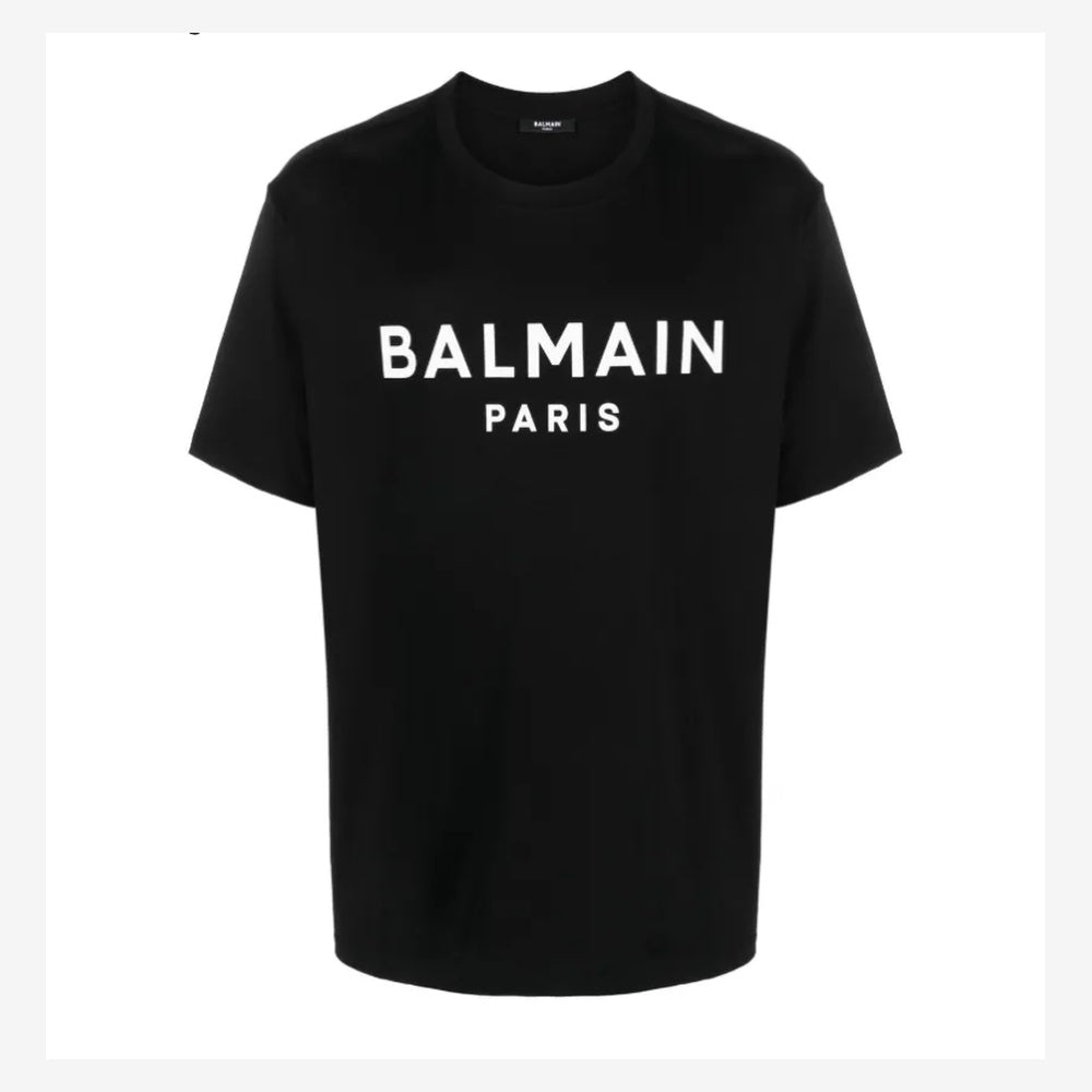 Ανδρικό Μαύρο T-Shirt Balmain Paris με Λευκό Λογότυπο