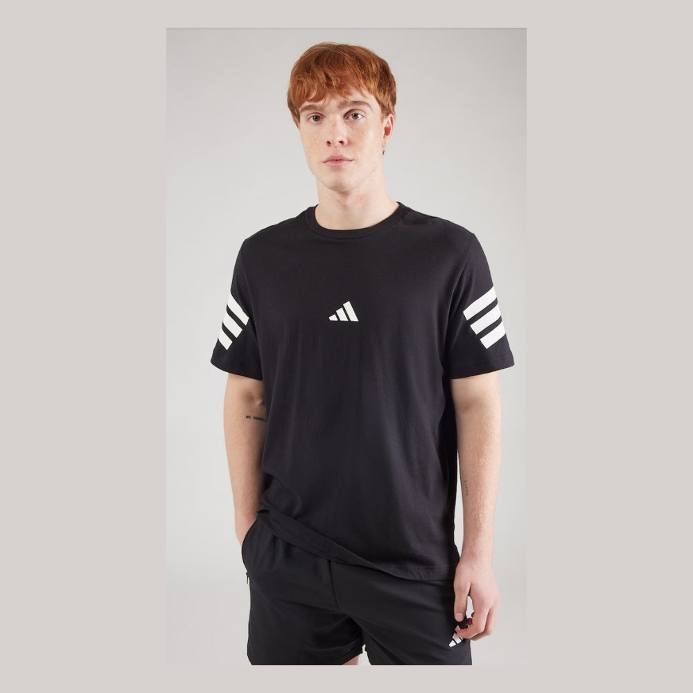 Ανδρικό Μαύρο T-Shirt Adidas με Λευκές Ρίγες στα Μανίκια