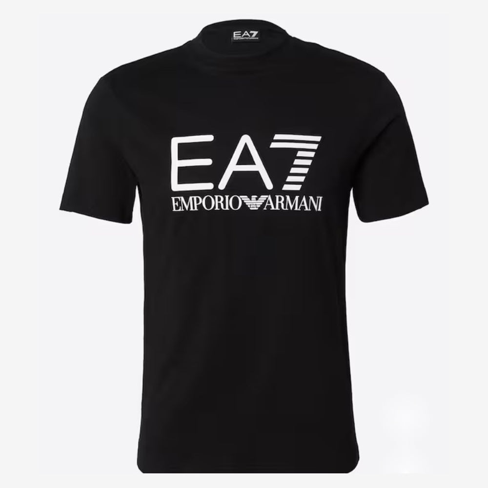 Ανδρικό Μαύρο T-Shirt EA7 Emporio Armani με Λευκό Λογότυπο