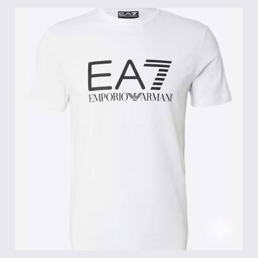 Ανδρικό Λευκό T-Shirt EA7 Emporio Armani με Μαύρο Λογότυπο