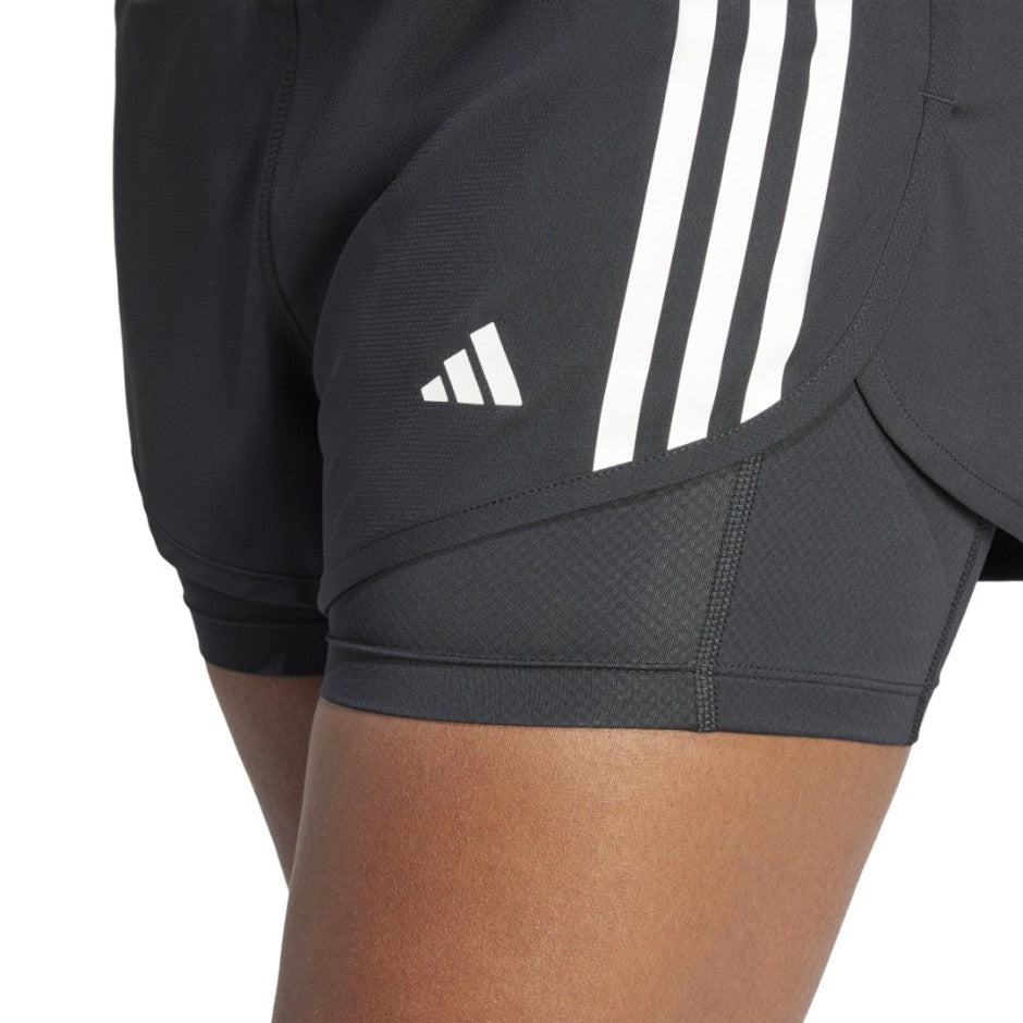 adidas Performance Own The Run 3-Stripes 2-In-1 Μαύρο - Γυναικείο Σορτς για Τρέξιμο