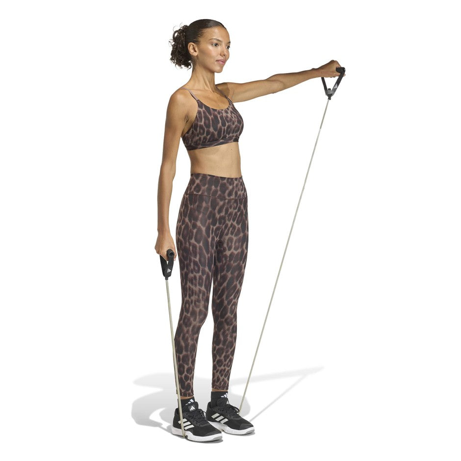 Γυναικείο Μπουστάκι Προπόνησης Καφέ - adidas Performance Optime Essentials Workout Leopard