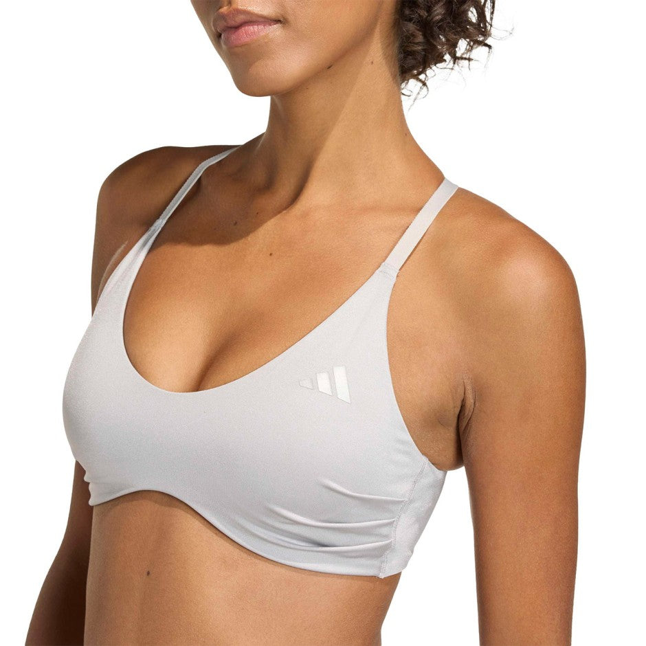 Γυναικείο Μπουστάκι Προπόνησης Γκρι - adidas Performance Optime Essentials Workout Shine Light Support