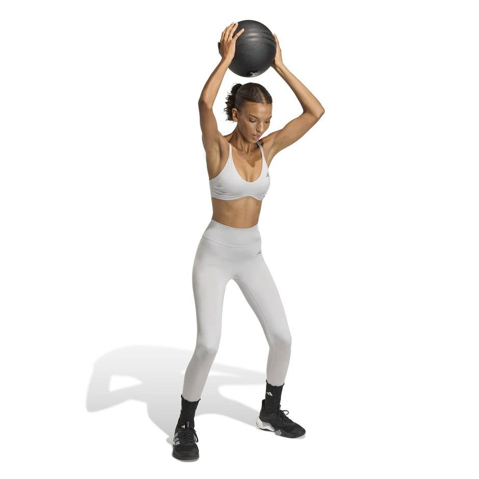 Γυναικείο Μπουστάκι Προπόνησης Γκρι - adidas Performance Optime Essentials Workout Shine Light Support