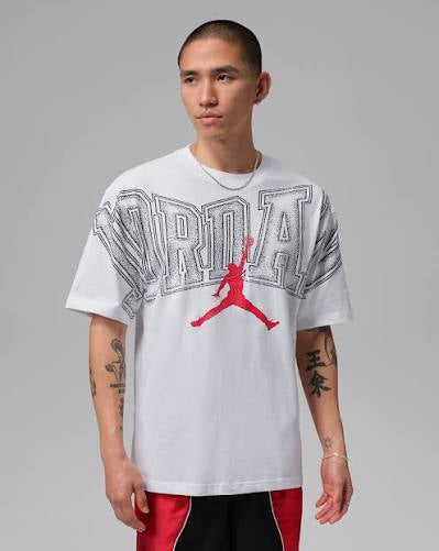 Ανδρικό Λευκό Oversized T-Shirt Jordan με Κόκκινο Jumpman