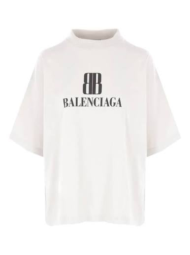 Ανδρικό Λευκό Oversized T-Shirt Balenciaga με BB Λογότυπο