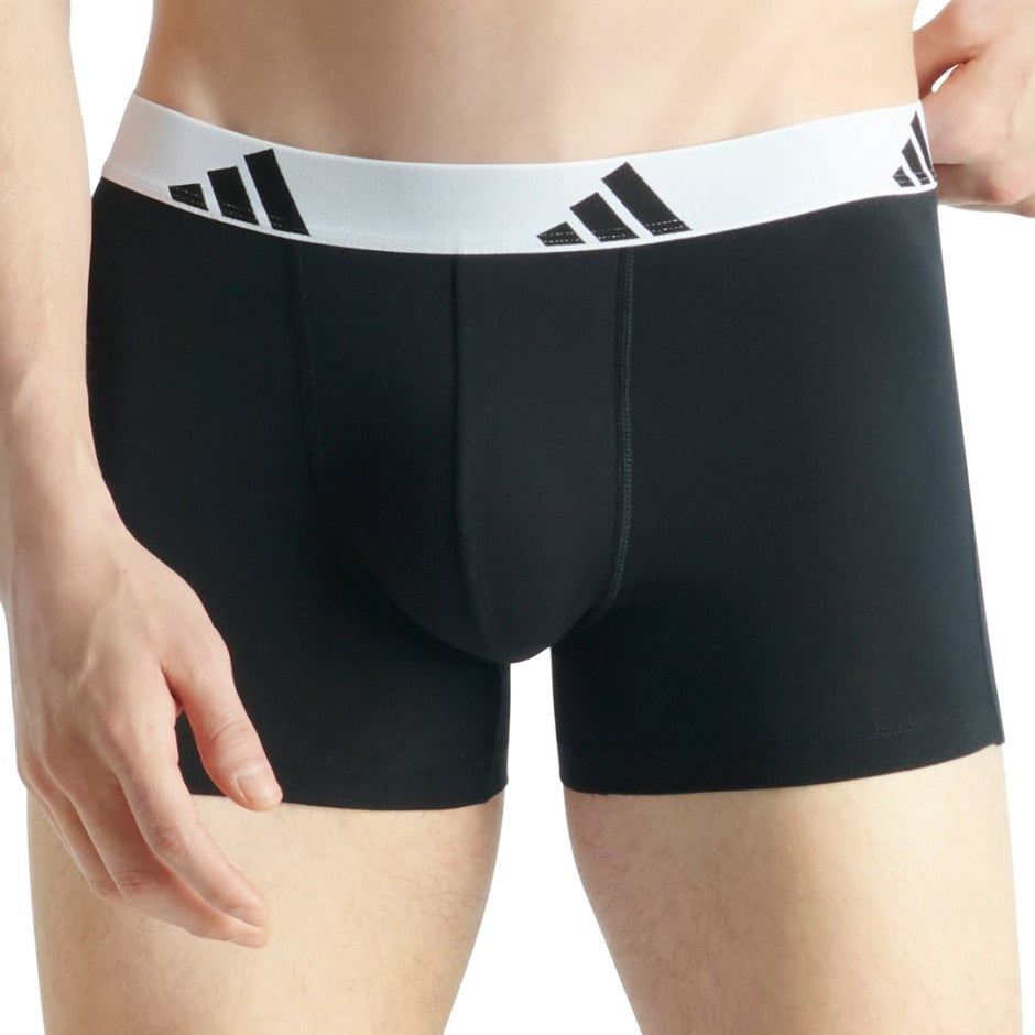 Ανδρικά Εσώρουχα Μποξεράκια Μαύρα - adidas Active Flex Cotton Boxer 3 Pack