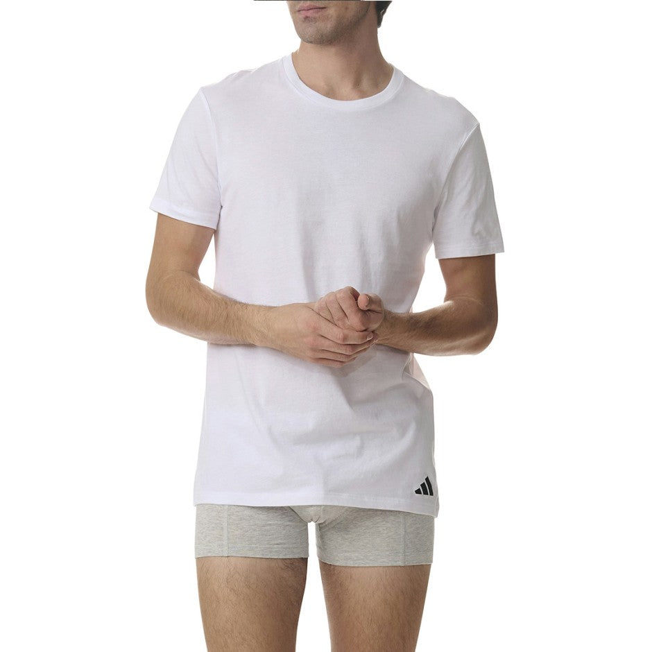 Ανδρικές Κοντομάνικες Μπλούζες Λευκές - adidas Active Core Cotton 3 Pack