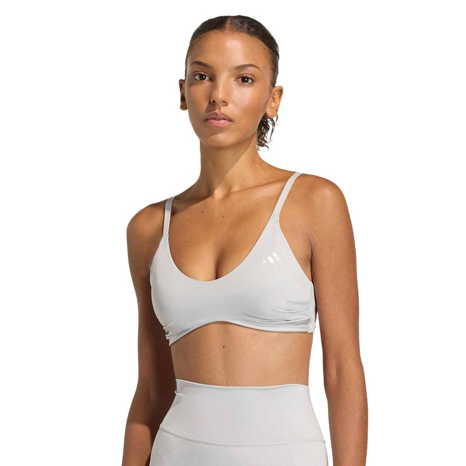 Γυναικείο Μπουστάκι Προπόνησης Γκρι - adidas Performance Optime Essentials Workout Shine Light Support