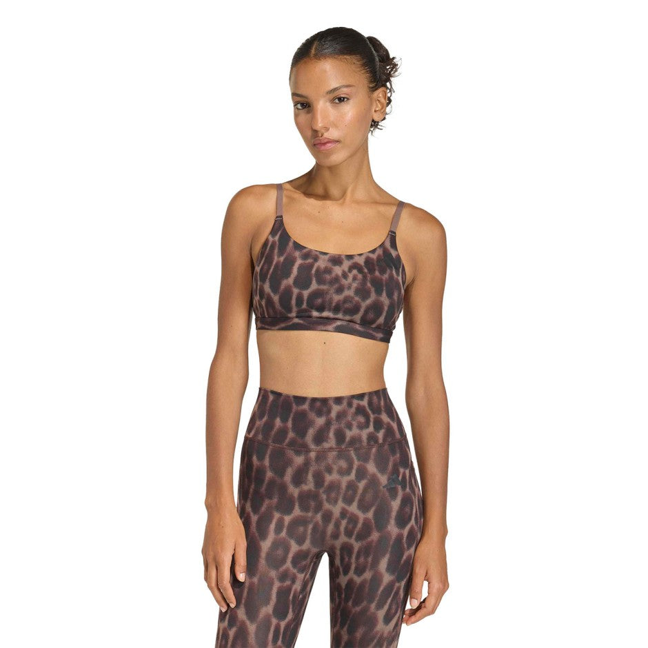 Γυναικείο Μπουστάκι Προπόνησης Καφέ - adidas Performance Optime Essentials Workout Leopard